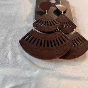 Beautiful brown wooden earrings